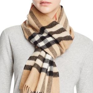 Burberry Giant Icon Check Cashmere Scarf Camel